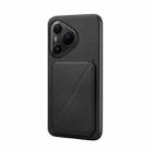 For Huawei Pura 80 Pro / 80 Pro+ 5G D04 Calf Texture Dual Card Slot Holder Phone Case(Black) - 1