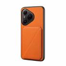 For Huawei Pura 80 Pro / 80 Pro+ 5G D04 Calf Texture Dual Card Slot Holder Phone Case(Orange) - 1