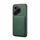 For Huawei Pura 80 Pro / 80 Pro+ 5G D04 Calf Texture Dual Card Slot Holder Phone Case(Green) - 1