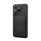 For Huawei Pura 80 Ultra 5G D04 Calf Texture Dual Card Slot Holder Phone Case(Black) - 1
