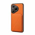 For Huawei Pura 80 Ultra 5G D04 Calf Texture Dual Card Slot Holder Phone Case(Orange) - 1