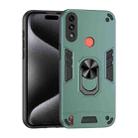 For Motorola Moto E7 Power Shockproof Metal Ring Holder Phone Case(Green) - 1