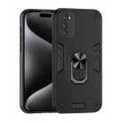 For Motorola Moto E32 Shockproof Metal Ring Holder Phone Case(Black) - 1