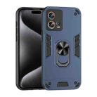 For Motorola Edge 30 Fusion Shockproof Metal Ring Holder Phone Case(Blue) - 1