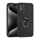 For Motorola Edge 30 Pro Shockproof Metal Ring Holder Phone Case(Black) - 1