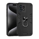 For Motorola Edge 40 Pro Shockproof Metal Ring Holder Phone Case(Black) - 1