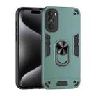 For Motorola Moto G 2022 Shockproof Metal Ring Holder Phone Case(Green) - 1