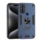 For Motorola Moto G Play 2023 Shockproof Metal Ring Holder Phone Case(Blue) - 1