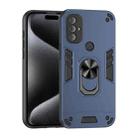 For Motorola Moto G Power 2022 Shockproof Metal Ring Holder Phone Case(Blue) - 1