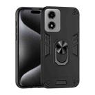 For Motorola Moto G04 Shockproof Metal Ring Holder Phone Case(Black) - 1