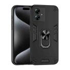 For Motorola Moto G14 Shockproof Metal Ring Holder Phone Case(Black) - 1