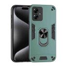 For Motorola Moto G14 Shockproof Metal Ring Holder Phone Case(Green) - 1