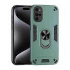 For Motorola Moto G22 Shockproof Metal Ring Holder Phone Case(Green) - 1