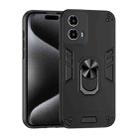 For Motorola Moto G34 Shockproof Metal Ring Holder Phone Case(Black) - 1