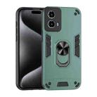 For Motorola Moto G34 Shockproof Metal Ring Holder Phone Case(Green) - 1