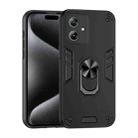 For Motorola Moto G54 Shockproof Metal Ring Holder Phone Case(Black) - 1