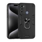 For Motorola Moto G60 Shockproof Metal Ring Holder Phone Case(Black) - 1