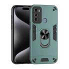 For Motorola Moto G60 Shockproof Metal Ring Holder Phone Case(Green) - 1
