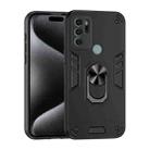 For Motorola Moto G60s Shockproof Metal Ring Holder Phone Case(Black) - 1