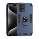 For Motorola Moto G72 Shockproof Metal Ring Holder Phone Case(Blue) - 1