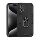 For Motorola Moto G73 Shockproof Metal Ring Holder Phone Case(Black) - 1