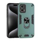 For Motorola Moto G73 Shockproof Metal Ring Holder Phone Case(Green) - 1