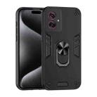 For Motorola Moto G55 Shockproof Metal Ring Holder Phone Case(Black) - 1