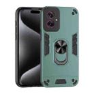 For Motorola Moto G55 Shockproof Metal Ring Holder Phone Case(Green) - 1