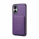 For Honor 90 D04 Calf Texture Dual Card Slot Holder Phone Case(Purple) - 1