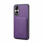 For Honor 90 Pro D04 Calf Texture Dual Card Slot Holder Phone Case(Purple) - 1