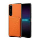 For Sony Xperia 1 IV D04 Calf Texture Dual Card Slot Holder Phone Case(Orange) - 1