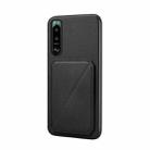 For Sony Xperia 5 III D04 Calf Texture Dual Card Slot Holder Phone Case(Black) - 1