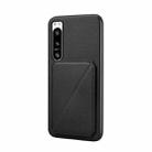 For Sony Xperia 5 IV D04 Calf Texture Dual Card Slot Holder Phone Case(Black) - 1