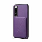 For Sony Xperia 5 IV D04 Calf Texture Dual Card Slot Holder Phone Case(Purple) - 1