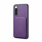 For Sony Xperia 10 V D04 Calf Texture Dual Card Slot Holder Phone Case(Purple) - 1