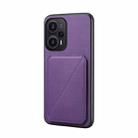 For Xiaomi Redmi Note 12 Turbo / Poco F5 D04 Calf Texture Dual Card Slot Holder Phone Case(Purple) - 1