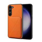 For Samsung Galaxy S24 5G D04 Calf Texture Dual Card Slot Holder Phone Case(Orange) - 1