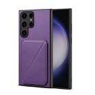 For Samsung Galaxy S24 Ultra 5G D04 Calf Texture Dual Card Slot Holder Phone Case(Purple) - 1