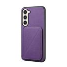 For Samsung Galaxy S23+ 5G D04 Calf Texture Dual Card Slot Holder Phone Case(Purple) - 1