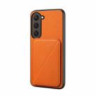 For Samsung Galaxy S23 5G D04 Calf Texture Dual Card Slot Holder Phone Case(Orange) - 1