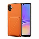 For Samsung Galaxy A05 D04 Calf Texture Dual Card Slot Holder Phone Case(Orange) - 1
