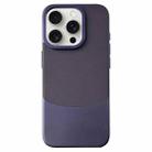 For iPhone 15 Pro Napa Texture PC + Leather Phone Case(Dark Purple) - 1