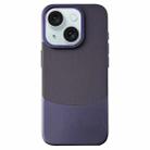 For iPhone 15 Plus Napa Texture PC + Leather Phone Case(Dark Purple) - 1