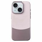 For iPhone 15 Plus Napa Texture PC + Leather Phone Case(Pink) - 1