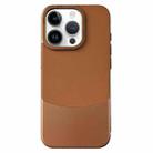 For iPhone 14 Pro Max Napa Texture PC + Leather Phone Case(Brown) - 1