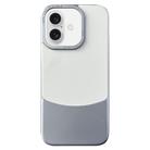 For iPhone 16 Plus Napa Texture PC + Leather Phone Case(Silver) - 1