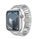 For Apple Watch SE 2023 44mm Three-bead Butterfly Buckle Metal Watch Band(Silver) - 1