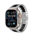 For Apple Watch Ultra 2 49mm Three-bead Butterfly Buckle Metal Watch Band(Silver Black) - 1