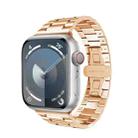 For Apple Watch Series 9 41mm Three-bead Butterfly Buckle Metal Watch Band(Rose Gold) - 1