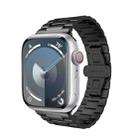 For Apple Watch SE 2022 44mm Three-bead Butterfly Buckle Metal Watch Band(Black) - 1